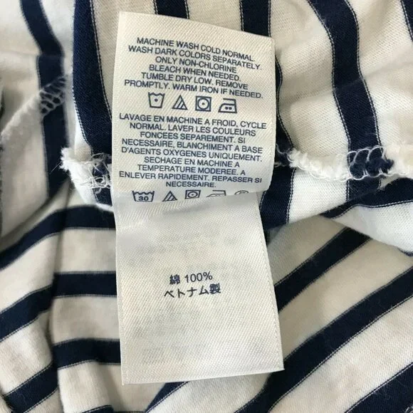 Land's End Womens Sleeveless Cotton Striped Navy White Shift Dress Size Small - Picture 6 of 7